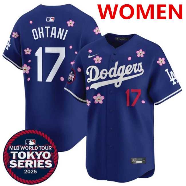 Women%27s Los Angeles Dodgers #17 Shohei Ohtani Royal 2025 Tokyo Series Limited Stitched Jersey Dzhi